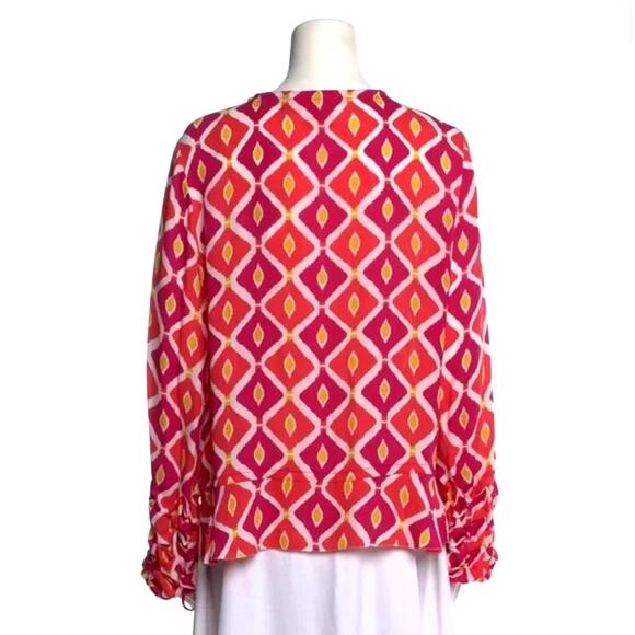 Tory Burch Silk Printed Blouse Size 4 - Picture 3 of 10